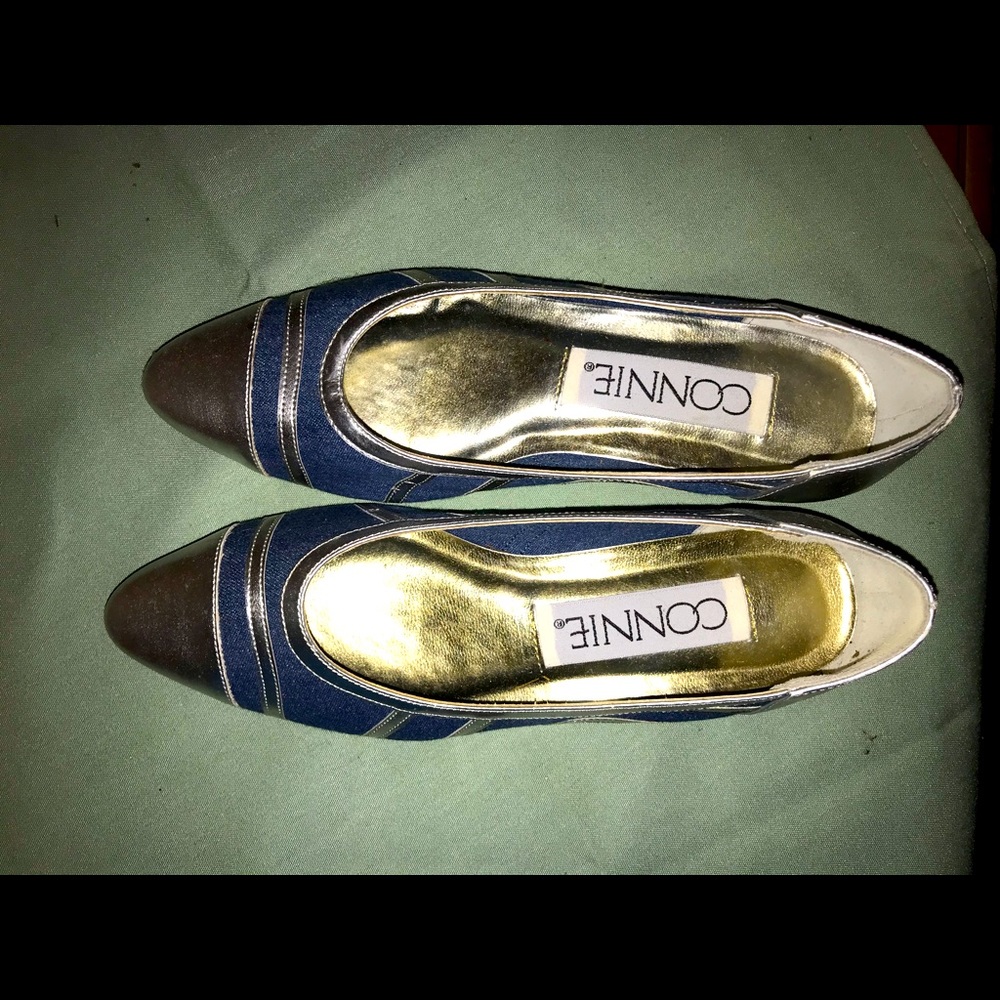 Blue & Silver slip on shoes Size 7.5